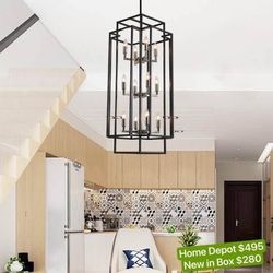 12-Light Black Antique Nickel Lantern Tiered Hanging Ceiling Chandelier