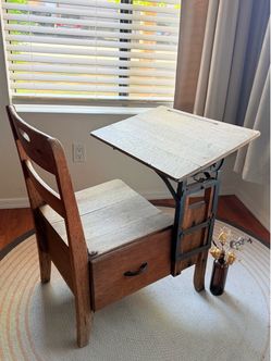 Antique Moulthrop-Style School Desk & Chair