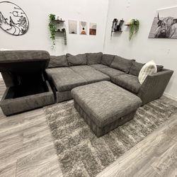 Gray Sectional Couch Pull Out Bed - Free Delivery