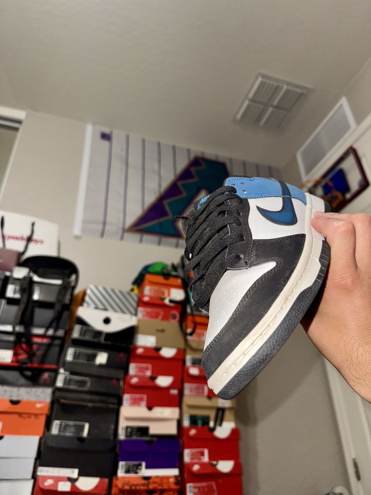 Air Brushed Industrial Blue Nike Dunks