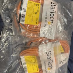 Lot Of 10 StarTech 25’ Cales Cat 6 RJ45 Male To Male Orange 