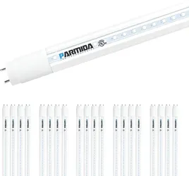 PARMIDA 20 Pack 4 ft LED T8 Ballast Bypass Type B Light Tube, 18W, UL-Listed for Single & Dual-Ended Connection, 2200 lm, Clear Lens T8 T10 T12, 5000K