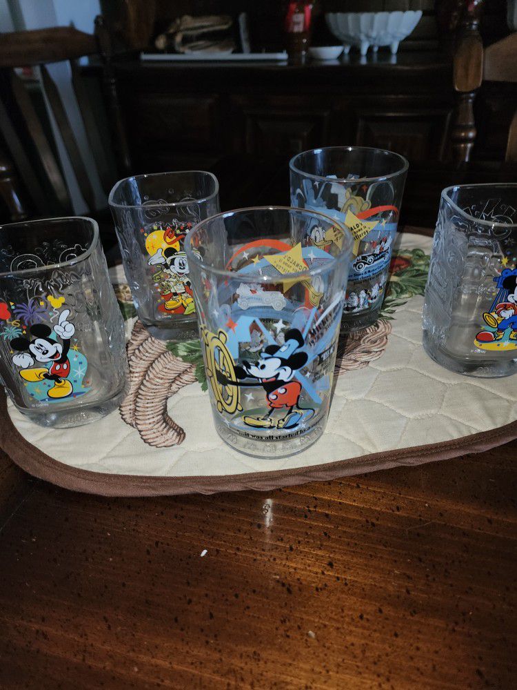 Antique Disney Drinking Glasses 