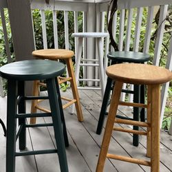 FOUR Wooden Stools 