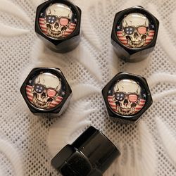 Black Skull USA Tire Valve Stem Caps 5PC