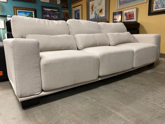 Beige Woven Fabric Upholstered Sofa