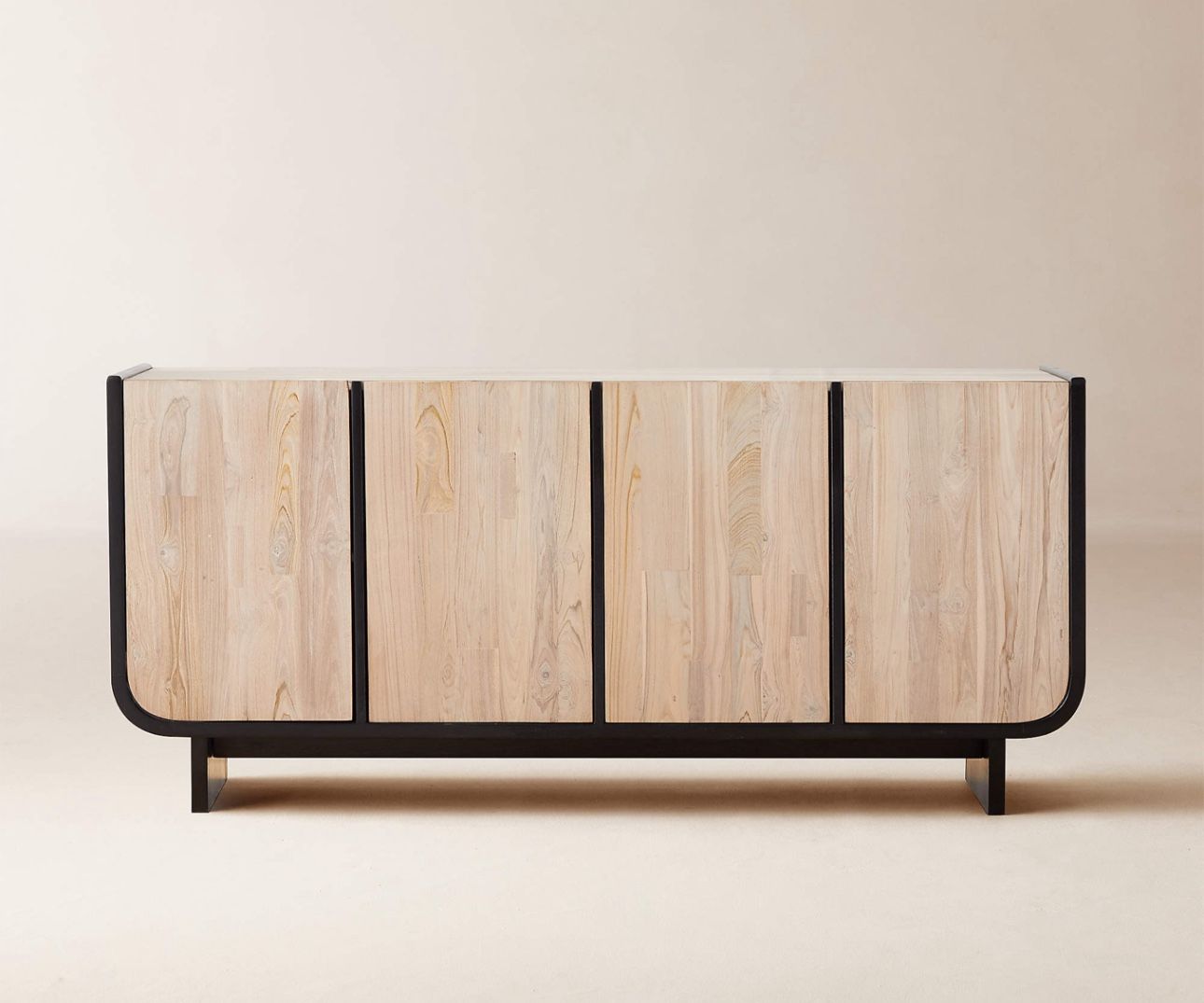 CB2 Sion White-Washed Teak Wood Credenza - Thumbnail 2
