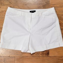 White House Black Market Ivory Chino Shorts Mid-Rise, 5" Inseam, WHBM Womens 10