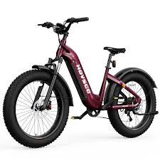 Beach Fat Tire Cruiser Dark Red Electric Bike 