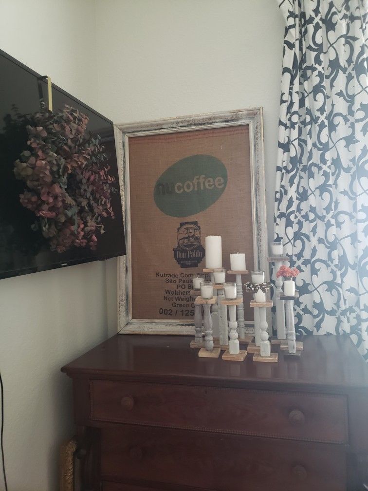 Extra Large Framed Coffee Bean Burlap Bag
