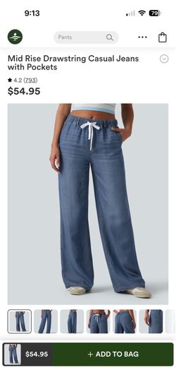 Brand New with Tags! Halara Wide-Leg Drawstring Denim Pants - Medium (Fits US 8/10)