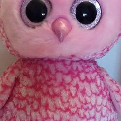 TY BEANIE BOOS - PINKY the Pink Owl (Jumbo - 18 inch)