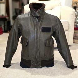 Vintage Leather G-1 Flight Jacket - Authentic USN