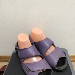 Wolky Jewel Slingback Platform Purple Leather Sandals Size 41/10.5US