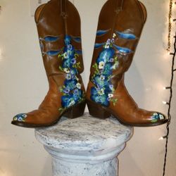 Hand Painted Cowboy Boots( Coat & Purse)