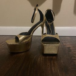  gold high heels