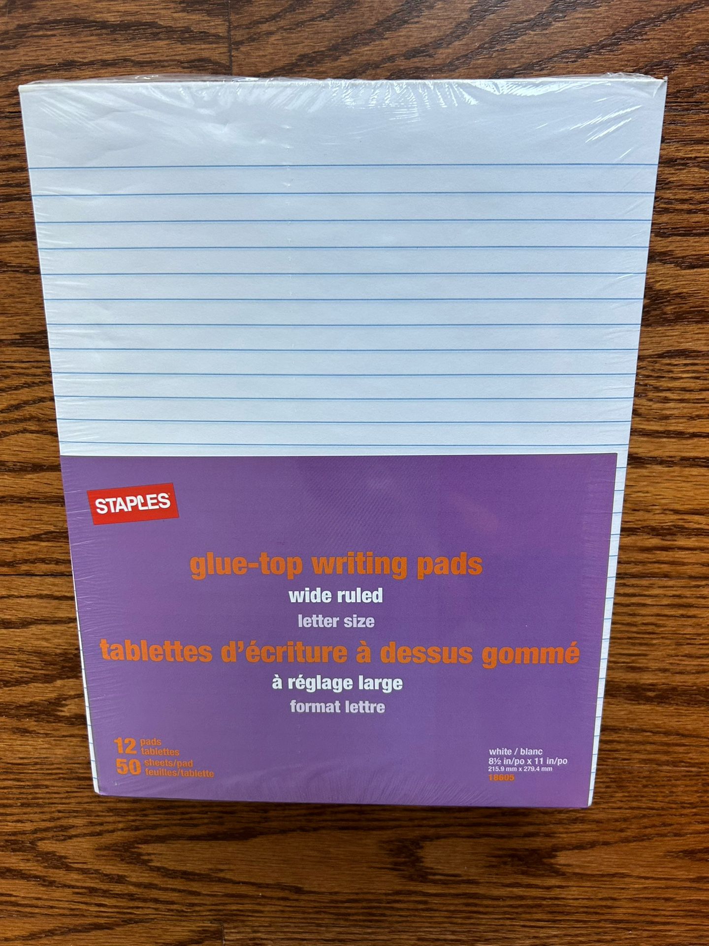 The letter pad glue top letter wide 8 1/2” x 11 white 50 sheets 12 pack