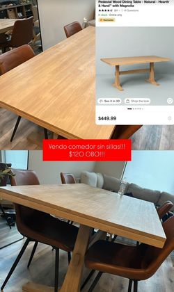 Hearth & Hand Pedestal Wood Dining Table – Natural