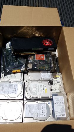 Box Full of hard drives over 80. Ide and sata. + cables