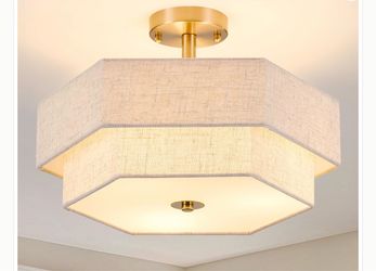 Octagonal Semi-Flush Ceiling Light Fixture