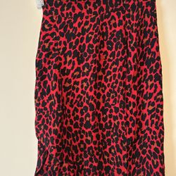 Red Zara Basics Cheetah Skirt XS