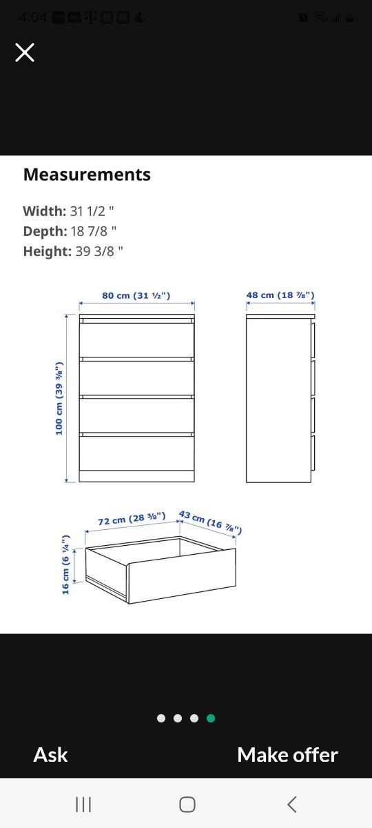 ikea malm dresser dimensions IKEA Malm 6 Drawer Dresser