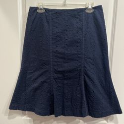Norton McNaughton Women's Size 8 Blue Eyelet Lined Cotton Skirt. 
