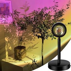 Sunset Lamp for Cool Room Decor Aesthetic, Sunset Projection Light 180 Degree Rotation Boho Decor Night Lamp for Bedroom, Living Room, Windows