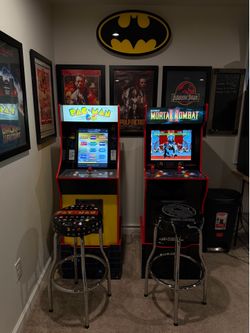 Arcade1Up Pac-Man & Mortal Kombat II Cabinets + 2 Stools