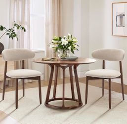 COLAMY Beige Dining Chairs – Set of 2 – Like New!