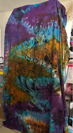 Buddha Lotus Flower Tie Dye Tapestry 104in X 65 In