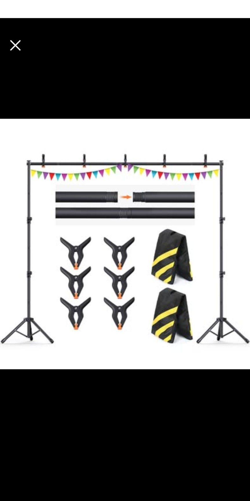 Backdrop Stand, Photo, Video, Party, Banner 10x7.5Ft, w Access. NEW