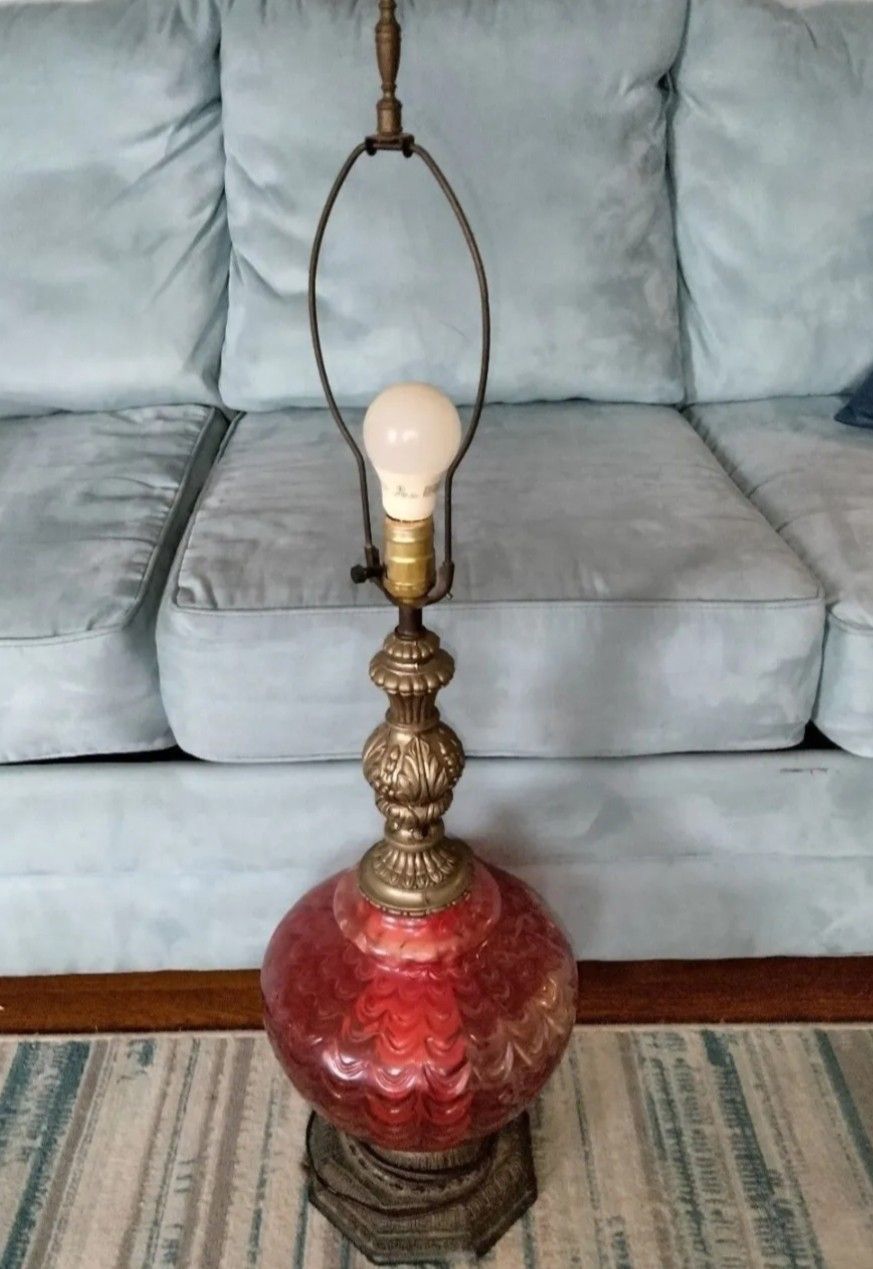 Vintage Red Globe Lamp