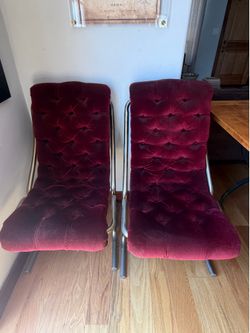 4 Red Velvet slingback chairs