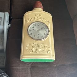 Old Mr. Boston Metal Liquor Advertising Bottle w/ Gilbert Clock & Glass Face