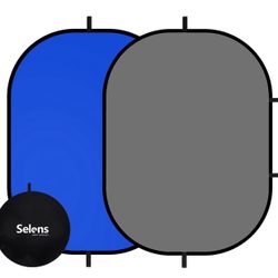 Collapsible Backdrop Pop Up Blue Grey Background with Carrying Bag With Tripod and Light Stand