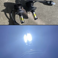 H4 6K BRIGHT WHITE 4 SIDED LED LIGHTS LUCES $40