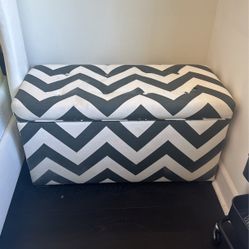 Grey And White Zig Zag Cushioned Bench