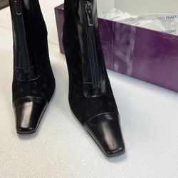 Claudio Fracassa Black Patent Leather And Suede Booties