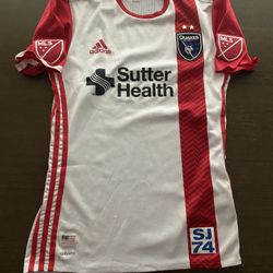 San Jose Earthquakes Adidas Small Men Adult 2015 Soccer MLS Short Sleeve Jersey 