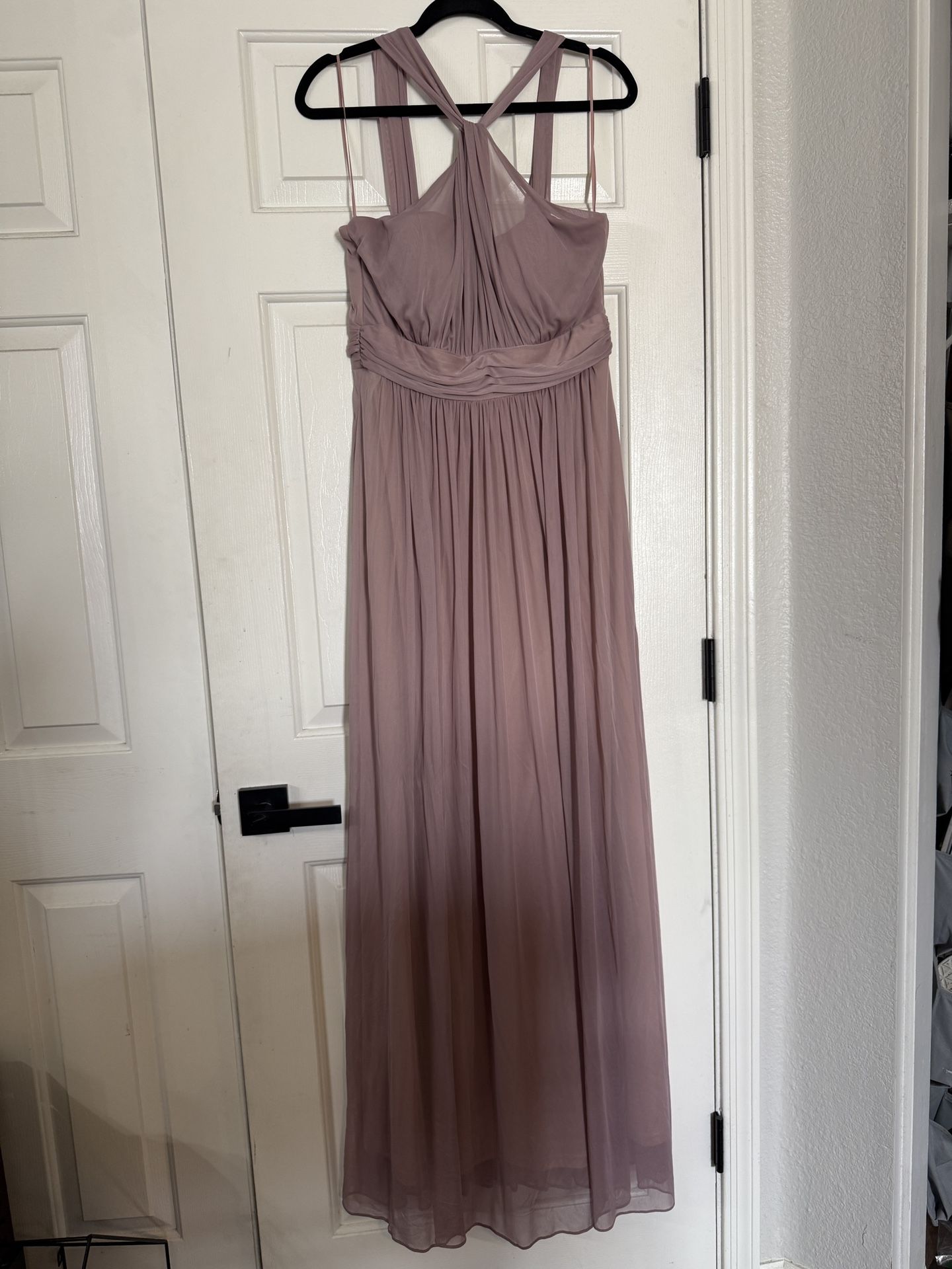 Pastel Pink Dusty Rose Prom Wedding Bridesmaids Size Large Event Party Long Floor Dress 