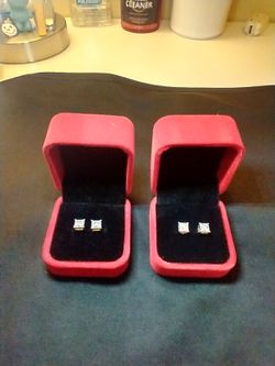 Princess Cut Moissanite Earrings silver/Gold 1.0CT