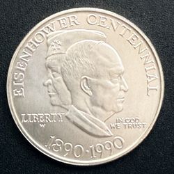 1990 Eisenhower Centennial Commemorative Silver Dollar BU