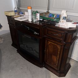 Fireplace console with cabinets