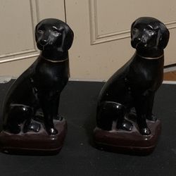 Black Labrador Dog Figurines Statue Bookend Heavy 