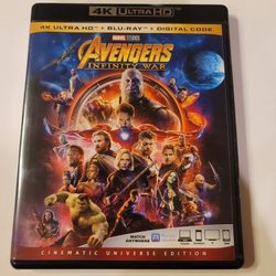 $ 8 4K / BLURAY  COMBO MOVIE. AVENGERS: INFINITY WAR. 4K/BLU RAY ONLY. NO DIGITAL. $8. OR TRADE FOR A MOVIE TITLE I DO NOT ALREADY OWN.