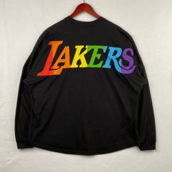 LA Lakers Pride Night Long Sleeve Black XL Ring Spun Cotton T Shirt 