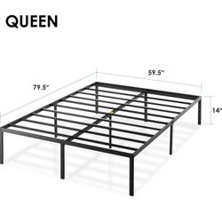 14” QUEEN Black Metal Platform Bed Frame