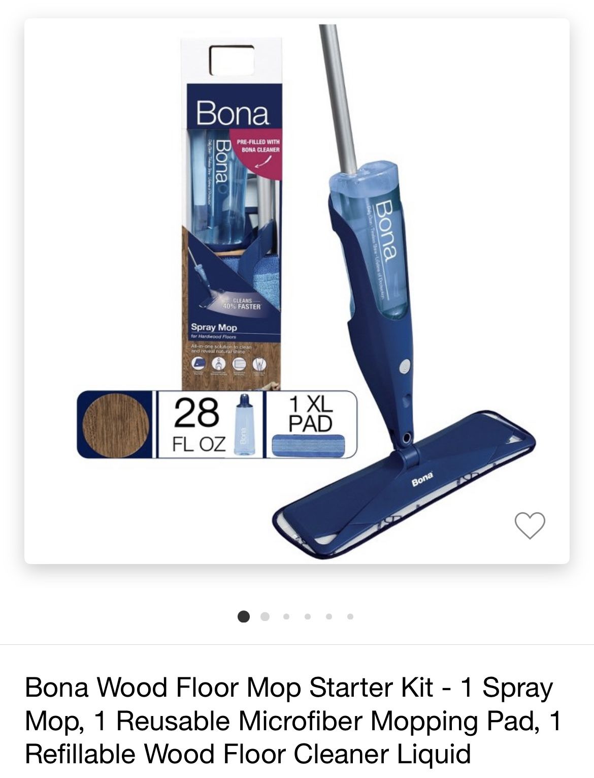 NIB Bona Wood Floor Mop Starter Kit + 12 Pads - 1 Spray Mop, 1 Reusable Microfiber Mopping Pad, 1 Refillable Wood Floor Cleaner Liquid