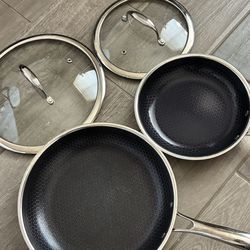 Hexclad 4 Piece Set 10”inch With Lid 8”inch With Lid Fry Pans